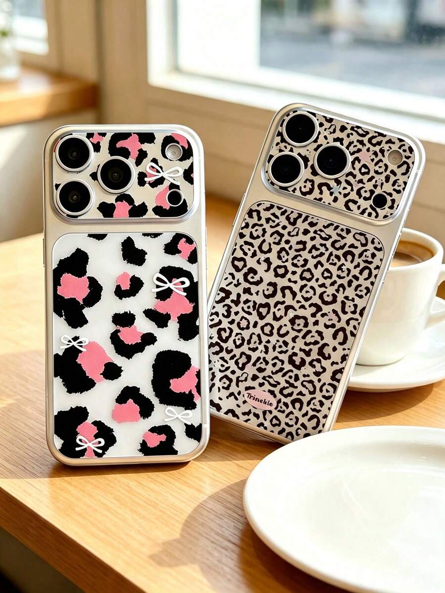 Y2K Leopard Print 17 Pro Max 16 Pro Phone Skin, Beast Pattern Electrostatic Adsorption Back Film, Removable Phone Decorative Sticker, Fashionable Phone Back Shell Film, Retro Aesthetic Design, Ultra-Thin Scratch-Resistant Phone Protection Accessory, Suitable For Girls - Multicolor - View 1