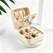 Travel Jewelry Storage Box With Mirror, PU Leather Portable Jewelry Box, Detachable Split Zipper Ring, Earring, Necklace Storage Box, Sturdy Material, Easy To Carry, Essential Gift For Christmas - View 6
