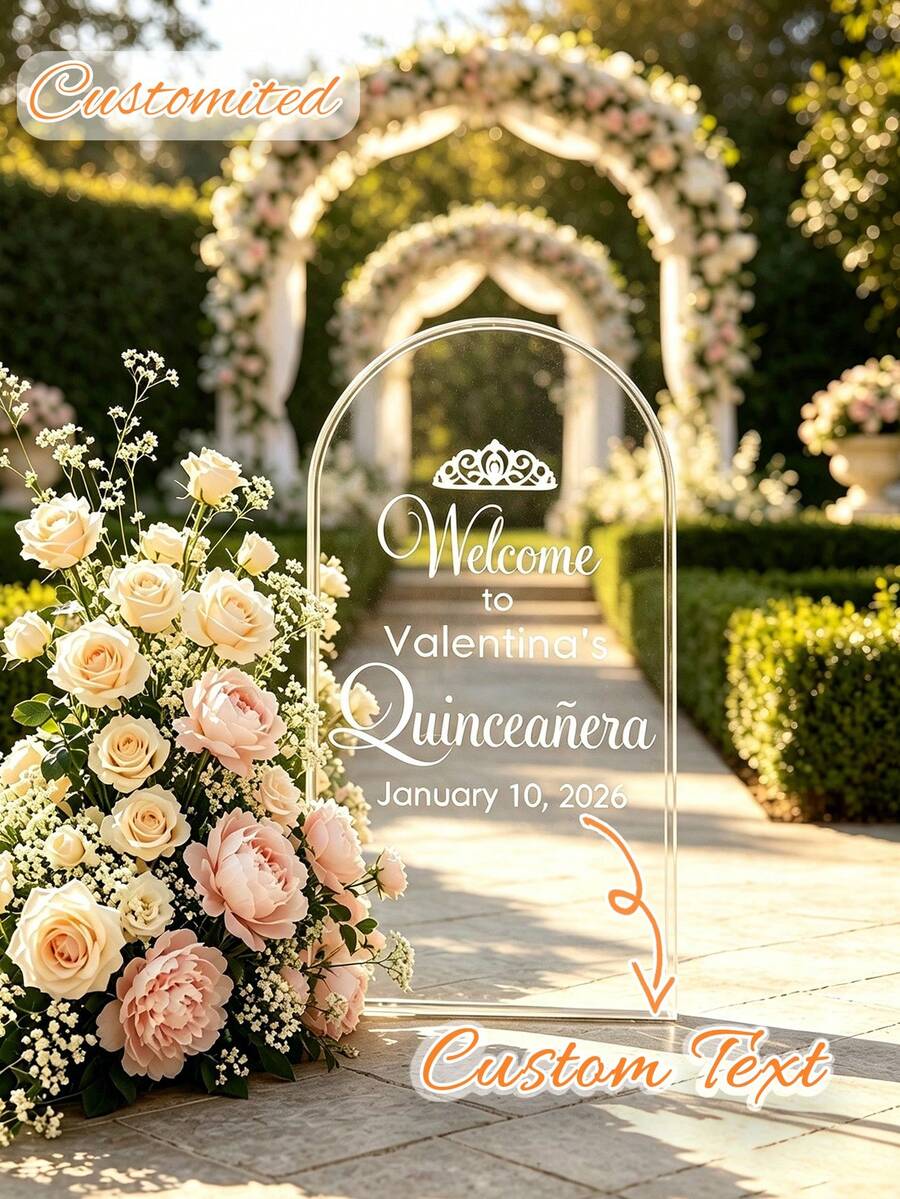 Custom Wedding Mirror Stickers, DIY Wedding Decor, Wedding Stickers. Wedding Entrance Welcome Sign, Elegant Font Design, Customizable Name, Unique Wedding Decoration. - Multicolor - View 1