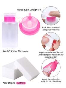 Bộ dụng cụ tẩy sơn gel đa năng, kẹp ngâm tẩy móng, cây đẩy da móng, dũa móng, miếng bông tẩy trang, bộ dụng cụ tẩy móng làm móng tại nhà - Nhiều màu - Xem 3