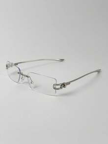 1 Pair Fashion High-End Minimalist Personalized Twisted Knot Rimless Square Metal Decorative Glasses - Multicolor - View 11