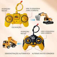 2-In-1 RC Remote Control Excavator Toy Construction Vehicle Yellow - Yellow - View 6