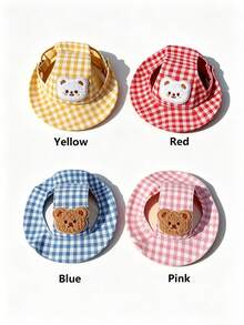 1pc Plaid Pet Hat, Cute Pet Headwear Accessory, Suitable For Small Dogs And Cats, Halloween Christmas Holiday Role Play Costume, Cute Puppy Kitten Party Outfit, Ideal Gift For Pet Lovers, Pet Birthday Supplies - Multicolor - View 11