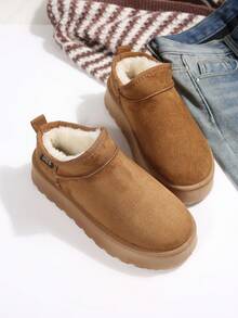 Thick Sole Height-Increasing Thickened Snow Boots For Women 2025 New Design Thick Fleece Warm Stylish Versatile Women's Snow Boots - Camel - View 7