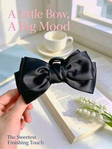 1/2/3pcs Simple And Fashionable Solid-Color Bow Claw Clips, Half-Up Half-Down Braided Hair Claw With Hair Claw As Headwear Accessories - Multicolor - View 8