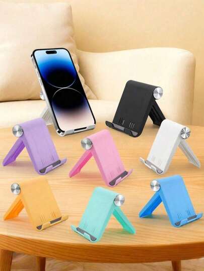 1pc Random Color Foldable Phone Desktop Stand, Supports Multi-Angle Adjustment, Portable And Lightweight, Suitable For Relieving Low-Head Posture While Watching Videos, Also A Convenient Assistant For Tablet Office Work