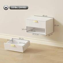 Modern Floating Wall Mounted Bedside Tables With Fluted Drawer For Bedroom And Living Room - White - View 7