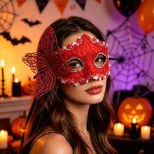 Halloween Side Butterfly Lace Half Face Mask, Festival Lace Mask Costume Prop, Cosplay Makeup Ball Party Photo Shoot Mask - Multicolor - View 4