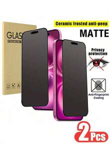 2 buah Pelindung Layar Matte Full Coverage Anti-Intip, Tekstur Matte, Film Privasi Anti-Intip Matte Keramik, Kekerasan 9H, Perlindungan Tepi yang Ditingkatkan, Anti-Jatuh, Anti-Gores, Pemasangan Mudah, Bebas Gelembung, Cocok Untuk iPhone 18Promax/18Pro/17/17 Pro/17 Pro Max/17 Air/16 Pro Max/16 Plus/15 Pro Max/14/13/12/11 Series - Hitam - View 35