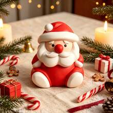 1pc Mini Soft Matte Santa Claus Sculpture, Tiny Cartoon Xmas Resin Decoration, Cute Sitting Santa Ornament For Winter Holiday Party Display, Christmas Stocking Stuffer Gift For Family & Friends - Multicolor - View 7
