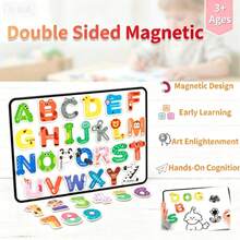 Magnetic Dry Erase Whiteboard Set With Animal Letter Magnets, Reusable Drawing Board, Water-Based Markers, 3 Random Combinations, Suitable For Home Creativity And Early Literacy Practice - Multicolor - View 2