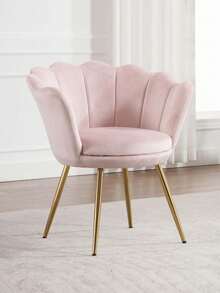 WAHSON OFFICE CHAIRS 1PC Wahson Velvet Armchair Armchair With Gold Legs, Comfortable Bedroom Armchair Relax Chair For Living Room/Bedroom - 淺粉色 - 查看 1
