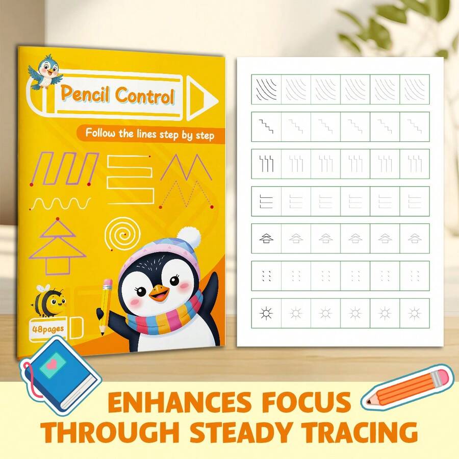 Pen Control Practice Book With Step-By-Step Pre-Writing Skill Builders, Engaging Line Tracing Activities To Enhance Fine Motor Control And Hand-Eye Coordination, Pattern Copying And Shape Drawing Exercises, Great Learning Tool For Home And School - Grip Control - View 1