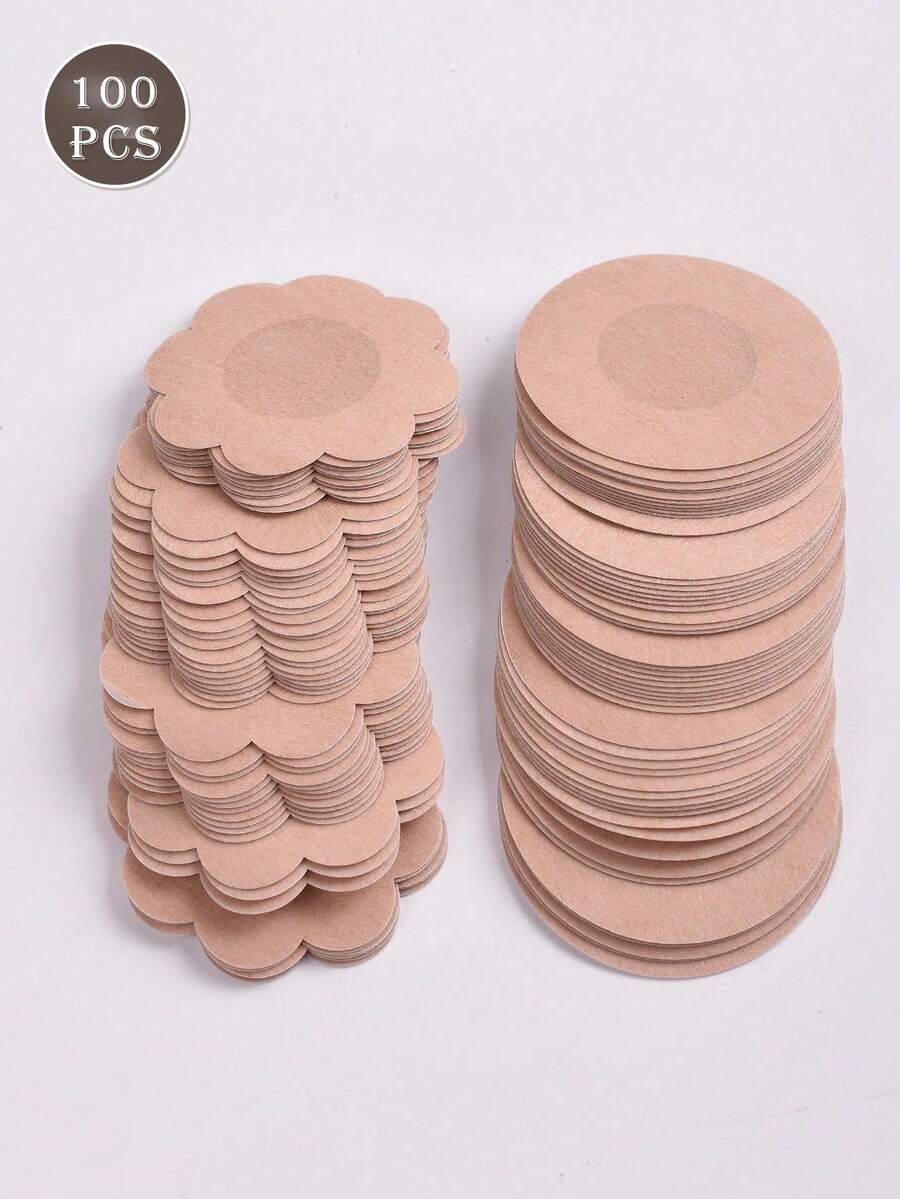 100pcs Unisex Non-Woven Disposable Nipple Covers, Invisible Seamless Comfortable Thin Lightweight Portable Breast Pads For Fitness, Running, Sports, Dress, Daily Commute - Multi-color - View 1