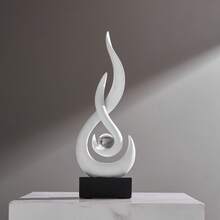 1pc Abstract Flame Sculpture Resin Statue, Modern Artist Home Decor, Restaurant Living Room Office Centerpiece, Desktop Ornament - White - View 8