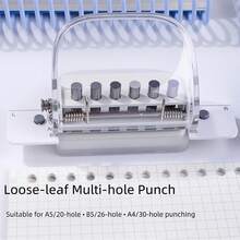 1pc 6-Hole Loose Leaf Hole Puncher, Suitable For A5/B5/A4, Ruler Design For Easy Punching, Portable With Debris Collection Box Loose-Leaf Book DIY Binding Supplies - A - View 10