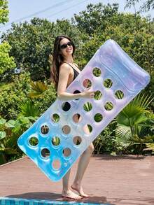 1pc Summer Pool Inflatable Float, PVC Material, Gradient Bubble Element Hole Design Floating Bed, Suitable For Vacation Pool Party. Comes With Air Pump, Randomly Shipped - Bubble Hole Floating Bed - View 7