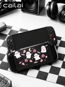 Cailai, Halloween Bat & Little Ghost Pattern Switch Console Protective Case, Compatible With Switch OLED And Switch Console, Made Of Soft TPU Material, No Disassembly Required, Anti-Drop & Anti-Dust, Ideal Gift Compatible With Switch Gamers, Elegant & Cute Switch Console Protective Case. - View 8