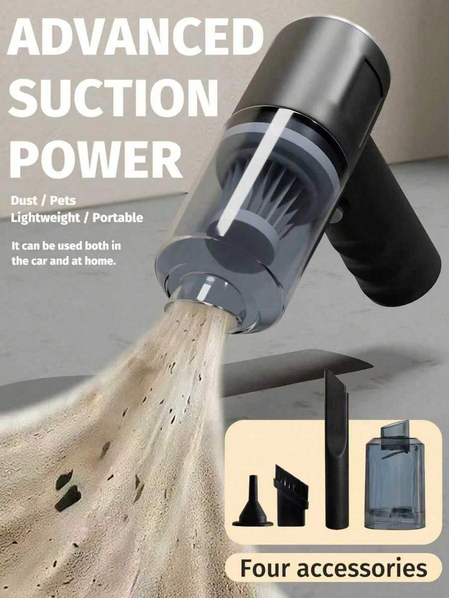1pc Rechargeable Wireless Car Vacuum Cleaner, Dual Filtration, Powerful Suction, Portable Handheld Mini Blower, Suitable For Home And Car - Vacuum Cleaner - View 1