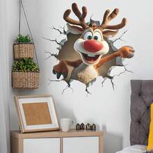 Christmas 3D Wall-Breaking Effect Funny Santa Claus Decorative Wall Sticker Toilet Sticker Bathroom Background Wall Decoration PVC Self-Adhesive Sticker Christmas Party Decoration - One Piece In Multiple Colors - View 13
