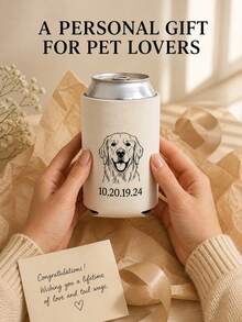 Personalized Can Cooler For Pet Lovers, Turn A Pet Portrait Into Custom Line Art With Names Or Dates, Neoprene Drink Sleeve For Standard And Slim Cans At Weddings, Parties And Outdoor Gatherings - Multicolor - View 5