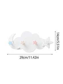 1pc Cloud Shaped 4-In-1 Moon & Star Wall Hook, Multicolor Decorative Wall Pegs, Adhesive Sticker, Children's Room & Nursery Decor Storage Rack - Multicolor - View 7