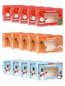 6入聖誕透明窗紙禮品盒，聖誕老人雪人薑餅人印花，聖誕派對裝飾，桌面裝飾，聖誕禮物，節日派對用品，聖誕快樂居家裝飾，聖誕裝飾，聖誕快樂 - 彩色 - 查看 8