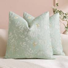 1PC/2PCS Vintage Butterfly Throw Pillow Cover, Natural Chenille Floral Pattern Rectangular Pillowcase, Soft & Luxurious, Neutral Tone Accents, Suitable For Living Room And Bedroom Use - Mint Green - View 6