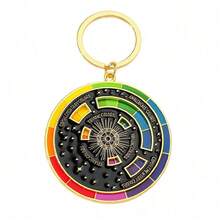 1pc Rotating Color Wheel Keychain, Artist Color Theory Guide, Metal Key Ring, Painter Designer Art Student Gift, Bag Charm - Multicolor - View 12