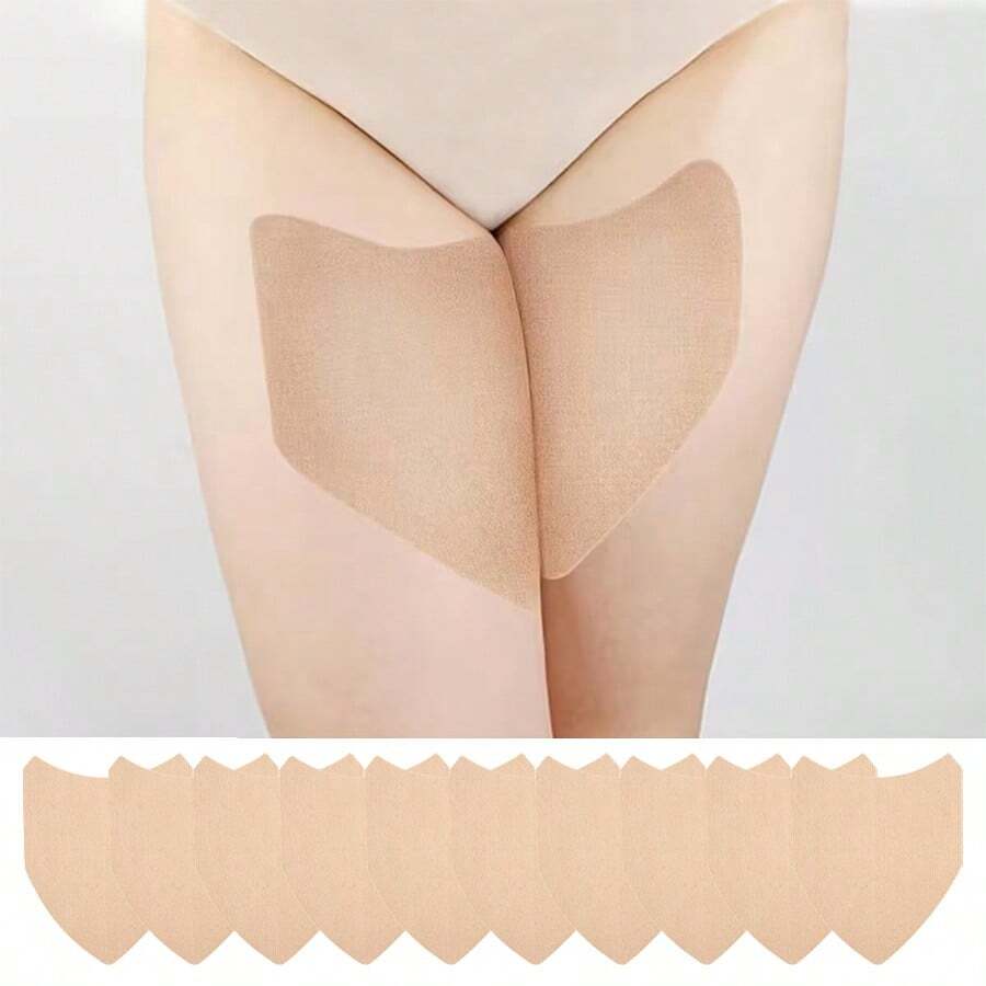 10pcs Thigh Chafing Guards - Featuring A Hidden Spandex Lining To Protect Inner Thighs And Calves. Unisex Design Provides Comfortable Protection And Significantly Reduces Thigh Friction. - Apricot - View 1