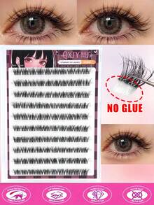 100 Clusters Self-Adhesive False Eyelashes, C-Curl Pre-Glued Lash Clusters, Natural Eyelashes, Easy To Use, Natural Appearance, Suitable For Beginners, Suitable For All Occasions, False Eyelashes, Halloween - C - View 2