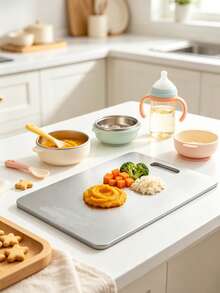3pcs/1pc Stainless Steel Silver Double-Sided Cutting Board, Antibacterial, Non-Slip, Easy To Clean, Suitable For Cutting Vegetables, Meat, Kneading Dough, Rolling Skin, Fruit Processing, Multi-Functional Kitchen Essential, Kitchen Supplies, Kitchen Gadgets, Suitable For Home Kitchen, Baking And Restaurant Food Preparation. A Practical Choice For Cooking Enthusiasts And Home Cooks, Christmas/Back To School Gift. - 1PC - View 1