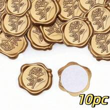 10/20/50pcs Self-Adhesive Wax Seal Stickers, Vintage Embossed Leaf Pattern Gold Envelope Seals, For Wedding Invitations, Gift Boxes, Party Packaging Decoration, Back To School Season - Multicolor - View 7