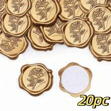 10/20/50pcs Self-Adhesive Wax Seal Stickers, Vintage Embossed Leaf Pattern Gold Envelope Seals, For Wedding Invitations, Gift Boxes, Party Packaging Decoration, Back To School Season - Multicolor - View 16