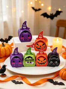 24pcs Halloween Baby Party Candy Gift Boxes, Foldable Paper Cookie Packaging Boxes, Baby Party Decorations, Baby Shower Gift Boxes, Trick Or Treat Candy Gift Storage Boxes, Party Favor Boxes, Baby Supplies - Multicolor - View 2