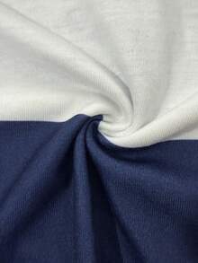 Men's Lightweight Retro Colorblock Wide Stripe Polo Shirt, Relaxed Fit, Clean Collegiate Style - Blue and White - View 8