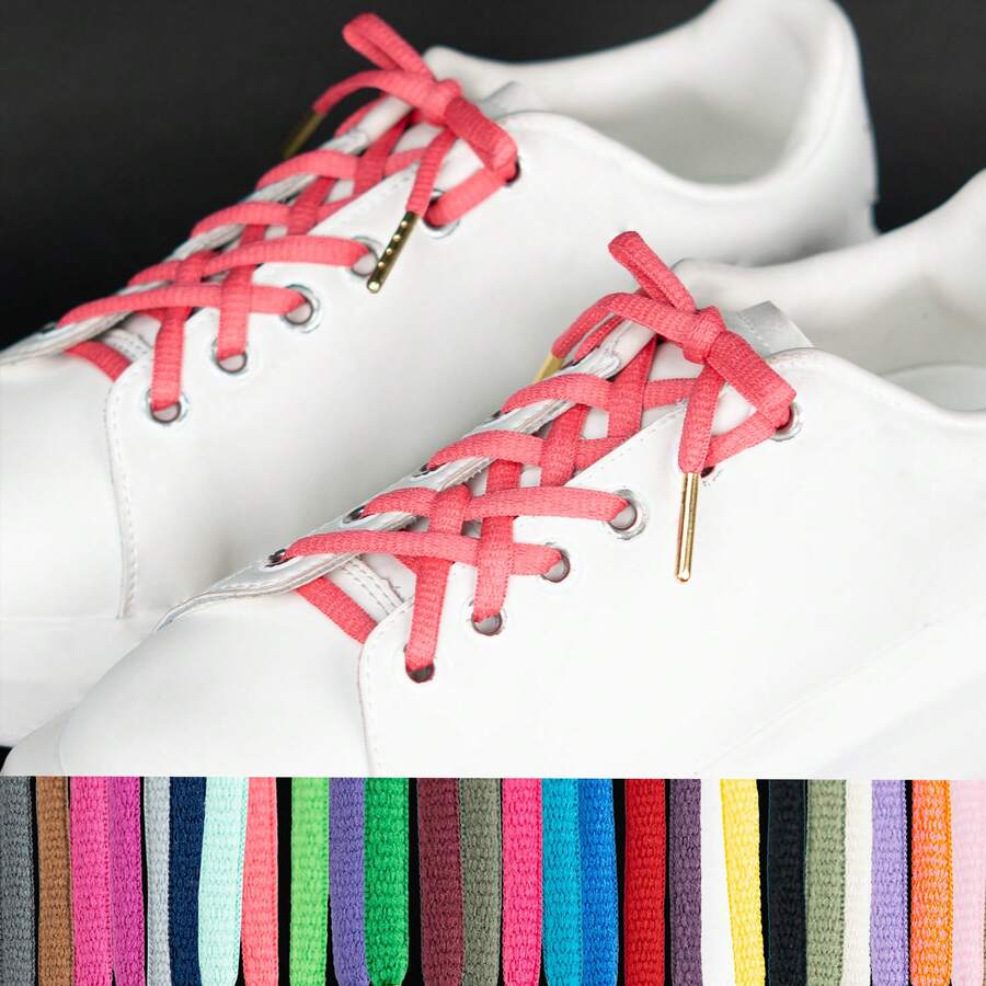 3 Pairs Semi-Round Shoelaces With Metal Tips (0.24 Inch) For Daily Replacement, DIY Decoration, Multiple Colors Available