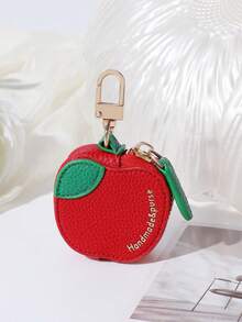 CHARM INFINITE Lovely Apple Fruit Keychain Mini Coin Purse, Lychee Grain Zipper Storage Bag, Sweet Backpack Charm Ornament For Girls Birthday Holiday Party Gift - Multicolor - View 9