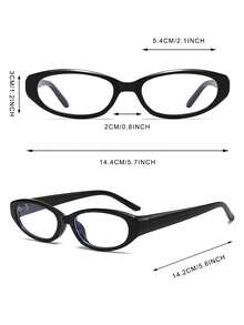 1 Pair Women's Black Vintage Small Frame Minimalist Versatile Fashion Non-Prescription Glasses - glossy black - View 4