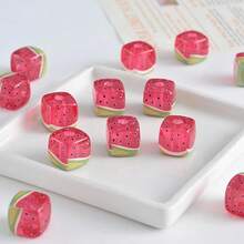 9pcs Fruit Pattern Acrylic Square Beads, DIY Handmade Beading Material - Bracelet Necklace Jewelry Making Accessories, Bag Pendant Decorative Beads - Multicolor - View 4