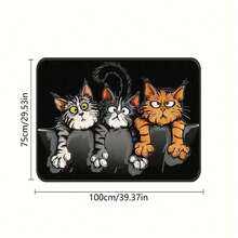 1pc Printed Rear Trunk Mat, 3 Funny Cat Pattern, Crystal Velvet Material, Durable, Easy To Clean, Keep Your Vehicle Clean And Tidy, Protect Your Vehicle Interior Suitable For SUV, Truck And Sedan Easy To Install, Outdoor Picnic Mat, Vehicle Trunk Mat | Vibrant Trunk Mat | Car Trunk Anti-Slip Mat. - Three Cats - View 11