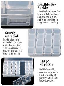 1pc Tool Storage Box With Accessory Inner Box, 28 Removable Compartments, Nail Art Storage Box, Pearl Storage Box - Multicolor - View 8