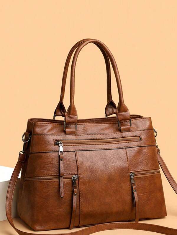 Women's Vintage Style Shoulder Tote Bag, Large Capacity Multi-Compartment Crossbody Bag, Suitable For Women's Daily Use, Commuting, Travel, Work, School, Handbag, Crossbody Bag, Tote Bag, Shoulder Bag