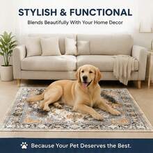1pc Decorative Dog Pee Pad Carpet, Waterproof Absorbent Pet Mat, Non-Slip Floor Protector, Suitable For Small And Medium Dogs, Fashionable Home Carpet, Blue And Gray Available - one-size - View 7