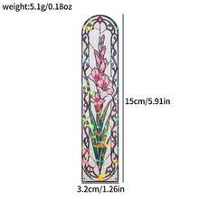 Bokmärke i akryl med blommotiv i glasmålningstil, holografisk laserskimrande design, vintage konstblomma, bokmärke för läsare, present - Rektangel - Visa 19