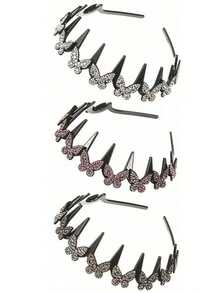 Elegant Wavy Hair Tie With Synthetic Zirconia Butterfly Decoration, Non-Slip Plastic Hair Tie Fashion Accessory, Suitable For All Seasons, Durable, Perfect For Casual And Formal Occasions - Multiple Styles - View 15