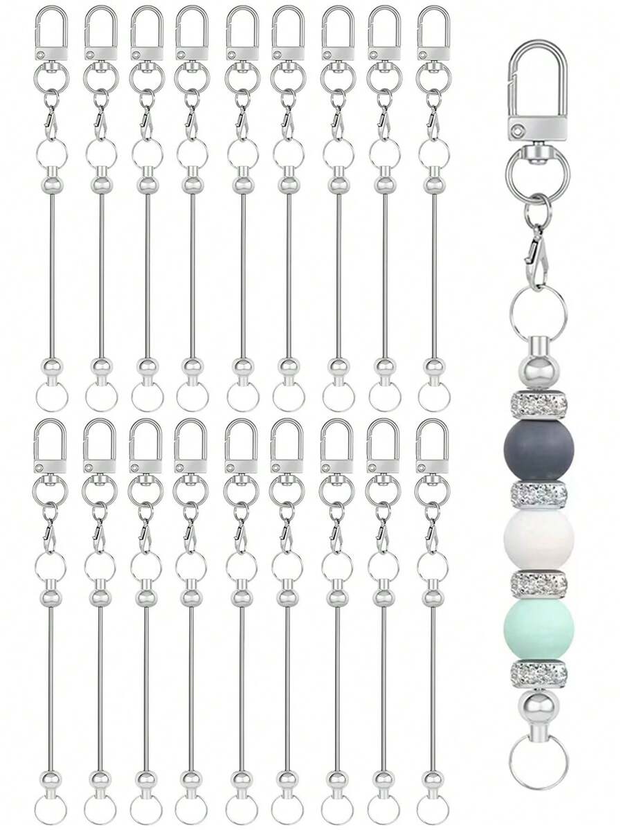 18pcs Women's Key Rings, Key Chains With Rotating Swivel Clasp And Lobster Claw Connector, Used For Key Ring Key Chain Bar Accessories, Beaded Key Rings, Connecting Rods, Handmade DIY Beaded Key Chains - Keychain Accessory Set - View 1