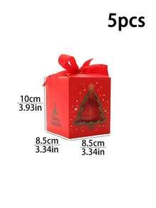5pcs/10pcs Christmas Window Gift Boxes, Thickened White Cardboard Square Shape, Ribbon Handle With Bow, Unique Transparent Window, Christmas Tree Star Reindeer Pattern, Easy To Fold Candy Dessert Packaging Gift Box, Suitable For Christmas New Year Party Children Gifts - View 13