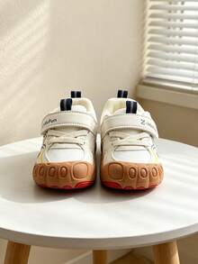 1 Pair Baby Mesh PU Hook & Loop Non-Slip Flat Fashion Casual Sports Shoes, Suitable For All Seasons - Beige - View 4