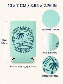 1pc Personalized Can Cooler, Custom Text Can Cooler Sleeve, Beach Party Drink Holder, Tropical Celebration Favor. - Multicolor - View 3